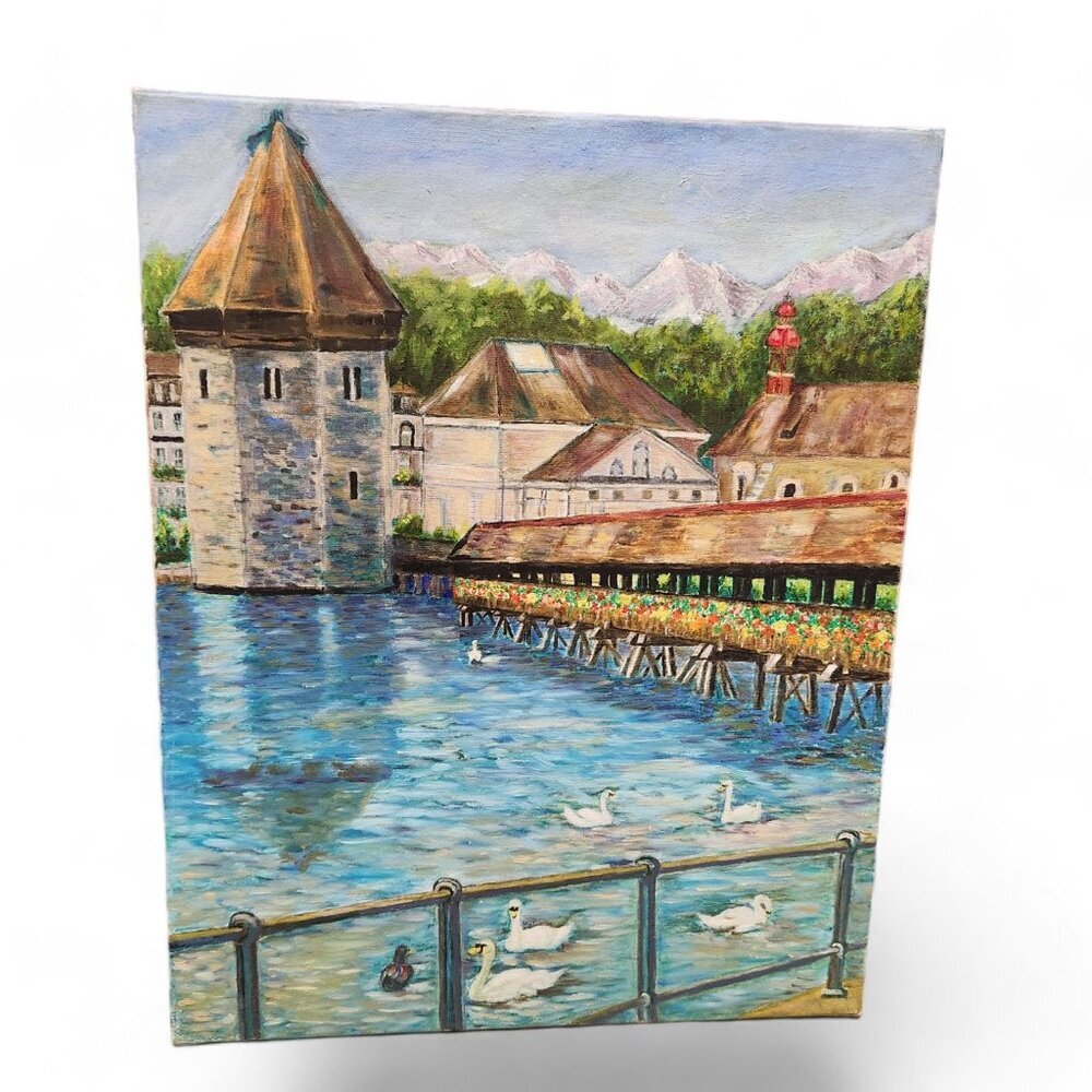 Oil original Still Painting on canvas size 20x16 inches Scenery Landscape Signed
